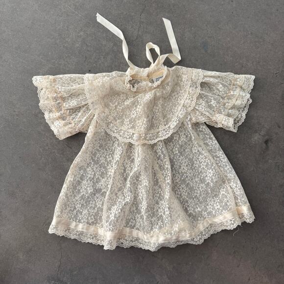 Vintage Other - Vintage Y2k 90s Full Lace Antique Doris Brosk Fun Frills 2/3 Baby Youth Dress